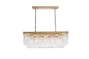 Sydney 40 Inch Rectangle Crystal Chandelier In Satin Gold (1202D40SG/RC)