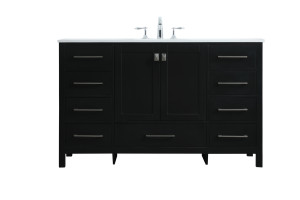 54 Inch Single Bathroom Vanity In Black (VF18854BK)