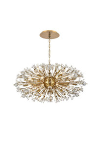 Vera 42 Inch Crystal Starburst Oval Pendant In Gold (2550D42SG)