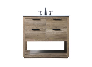 36 Inch Single Bathroom Vanity In Natural Oak (VF19236NT)