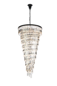 Sydney 36.5 Inch Spiral Crystal Chandelier In Matte Black (1201SR36MB/RC)