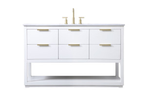 54 Inch Single Bathroom Vanity In White (VF19254WH)