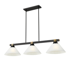 Bronte 3 Light Billiard in Matte Black + Rubbed Brass (1955-3MB-RB-AWL14)