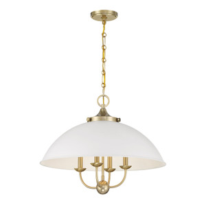 Monterey 4-Light Pendant in White and Warm Brass (7-1725-4-142)