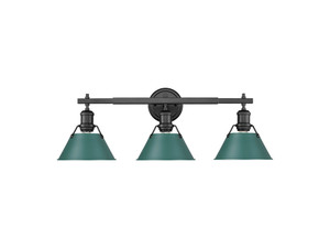 Orwell 3-Light Vanity Light in Matte Black with Pine Green (3306-BA3 BLK-GN)