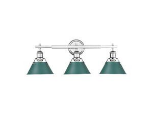 Orwell 3-Light Vanity Light in Chrome with Pine Green (3306-BA3 CH-GN)