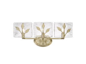 Calla 3-Light Vanity Light in White Gold with Hammered Water Glass (3160-BA3 WG-HWG)