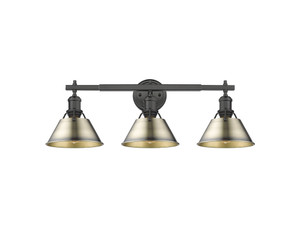 Orwell 3-Light Vanity Light in Matte Black with Aged Brass (3306-BA3 BLK-AB) Orwell 3-Light Vanity Light in Matte Black with Aged Brass (3306-BA3 BLK-AB)