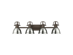 Duncan 4-Light Bath Vanity in Rubbed Bronze with Chrome (3602-BA4 RBZ-CH) Duncan 4-Light Bath Vanity in Rubbed Bronze with Chrome (3602-BA4 RBZ-CH)