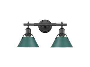 Orwell 2-Light Vanity Light in Matte Black with Pine Green (3306-BA2 BLK-GN)