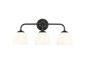 Dorinda 3-Light Vanity Light in Matte Black with Opal Glass (6954-BA3 BLK-OP)