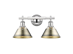 Orwell 2-Light Vanity Light in Chrome with Aged Brass (3306-BA2 CH-AB) Orwell 2-Light Vanity Light in Chrome with Aged Brass (3306-BA2 CH-AB)