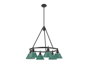 Orwell 6-Light Chandelier in Matte Black with Pine Green (3306-6 BLK-GN)