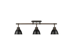 Duncan 3-Light Semi-Flush - Track Light in Rubbed Bronze with Matte Black (3602-3SF RBZ-BLK)