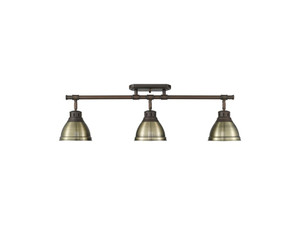 Duncan 3-Light Semi-Flush - Track Light in Rubbed Bronze with Aged Brass (3602-3SF RBZ-AB)