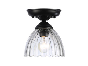 Audra 1-Light Semi-Flush in Matte Black with Clear Glass (6952-SF7 BLK-CLR) Audra 1-Light Semi-Flush in Matte Black with Clear Glass (6952-SF7 BLK-CLR)