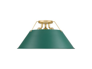 Orwell 3-Light Flush Mount in Brushed Champagne Bronze with Pine Green (3306-3FM BCB-GN)