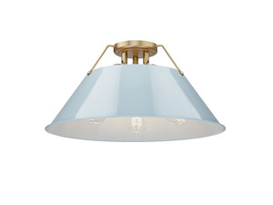 Orwell 3-Light Flush Mount in Brushed Champagne Bronze with Dusky Blue (3306-3FM BCB-DB)