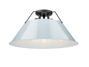 Orwell 3-Light Flush Mount in Matte Black with Dusky Blue (3306-3FM BLK-DB)