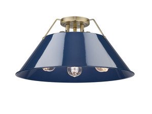Orwell 3-Light Flush Mount in Aged Brass with Matte Navy (3306-3FM AB-NVY)