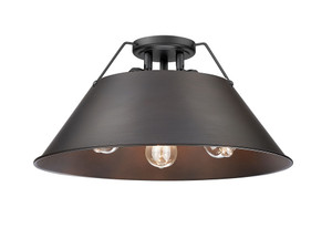 Orwell 3-Light Flush Mount in Matte Black with Rubbed Bronze (3306-3FM BLK-RBZ)