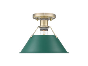 Orwell 1-Light Flush Mount in Aged Brass with Pine Green (3306-FM AB-GN)
