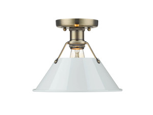 Orwell 1-Light Flush Mount in Aged Brass with Dusky Blue (3306-FM AB-DB)
