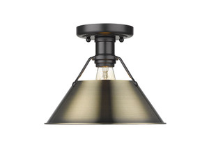Orwell 1-Light Flush Mount in Matte Black with Aged Brass (3306-FM BLK-AB)