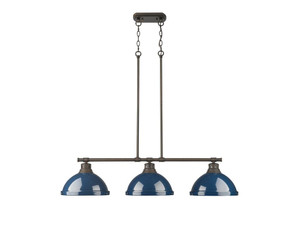 Duncan Small Pendant with Rod in Rubbed Bronze with White (3602-3LP RBZ-NVY) Duncan Small Pendant with Rod in Rubbed Bronze with White (3602-3LP RBZ-NVY)