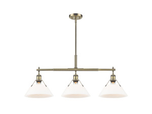 Orwell 3-Light Linear Pendant in Aged Brass with Opal Glass (3306-LP AB-OP)