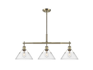 Orwell 3-Light Linear Pendant in Aged Brass with Clear Glass (3306-LP AB-CLR)