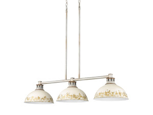 Kinsley Linear Pendant in Aged Galvanized Steel with Antique Ivory Shade (0865-3LP AGV-AI)