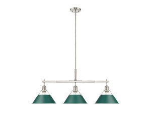 Orwell 3-Light Linear Pendant in Pewter with Pine Green (3306-LP PW-GN) Orwell 3-Light Linear Pendant in Pewter with Pine Green (3306-LP PW-GN)