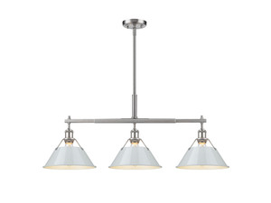 Orwell 3-Light Linear Pendant in Pewter with Dusky Blue (3306-LP PW-DB)