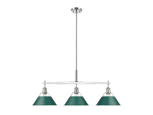 Orwell 3-Light Linear Pendant in Chrome with Pine Green (3306-LP CH-GN)