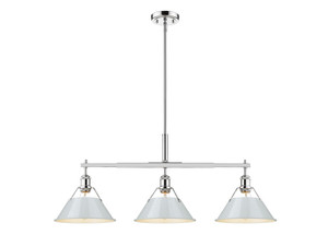 Orwell 3-Light Linear Pendant in Chrome with Dusky Blue (3306-LP CH-DB) Orwell 3-Light Linear Pendant in Chrome with Dusky Blue (3306-LP CH-DB)