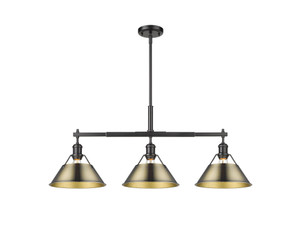 Orwell 3-Light Linear Pendant in Matte Black with Aged Brass (3306-LP BLK-AB) Orwell 3-Light Linear Pendant in Matte Black with Aged Brass (3306-LP BLK-AB)