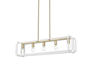 Camden Linear Pendant in Brushed Champagne Bronze with Bleached White Raphia Rope (6085-LP BCB-WR)