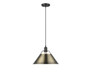 Orwell 14" Wide Large Pendant in Matte Black with Aged Brass (3306-L BLK-AB)