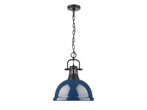 Duncan 1-Light Pendant with Chain in Matte Black with Matte Navy (3602-L BLK-NVY)