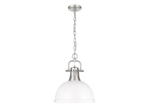 Duncan 1-Light Pendant with Chain in Pewter with Matte White (3602-L PW-WHT)