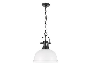 Duncan 1-Light Pendant with Chain in Matte Black with Matte White (3602-L BLK-WHT)