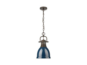 Duncan Small Pendant with Chain in Rubbed Bronze with Matte Navy (3602-S RBZ-NVY)