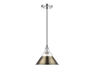 Orwell 10" Wide Medium Pendant in Chrome with Aged Brass (3306-M CH-AB)