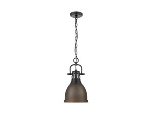 Duncan Small Pendant with Chain in Matte Black with Rubbed Bronze (3602-S BLK-RBZ)