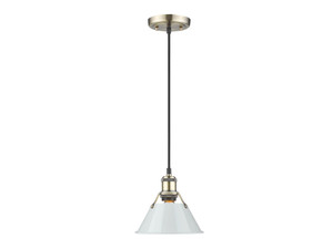 Orwell 7.5" Wide Small Pendant in Aged Brass with Dusky Blue (3306-S AB-DB) Orwell 7.5" Wide Small Pendant in Aged Brass with Dusky Blue (3306-S AB-DB)