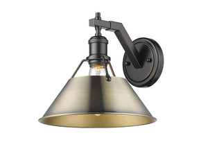Orwell 1-Light Wall Sconce in Matte Black with Aged Brass (3306-1W BLK-AB) Orwell 1-Light Wall Sconce in Matte Black with Aged Brass (3306-1W BLK-AB)