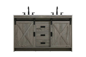Austin 54 Inch Double Bathroom Vanity In Rustic Grey (VF90554DRG)