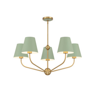 Xavier 5 Light Vibrant Gold + Green Chandelier (XAV-B9315-VG-GR) Xavier 5 Light Vibrant Gold + Green Chandelier (XAV-B9315-VG-GR)