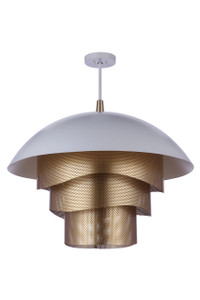 31.25 Diameter Sculptural Statement Dome Pendant with Perforated Metal Shades in Matte White/Matte Gold (P1011MWWMG-LED) 31.25 Diameter Sculptural Statement Dome Pendant with Perforated Metal Shades in Matte White/Matte Gold (P1011MWWMG-LED)